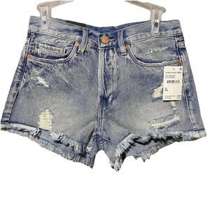 BlankNYC Distressed Denim Shorts in HOLLYWEIRD Fringe Button Fly Size 26 NWT‎